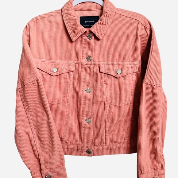 Stradivarius Jacket Womens Pink Cropped Corduroy Cute Jean Jacket Size Large - Picture 2 of 7